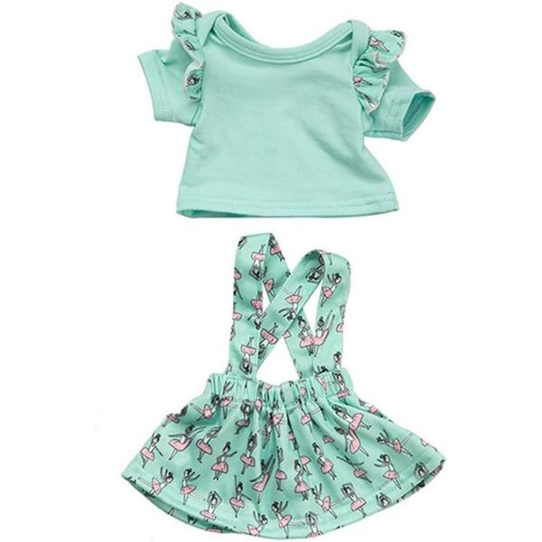 Kleidung für amerikanische Puppen 46 cm – T-Shirt und Rock mit Hosenträgern Uteruik