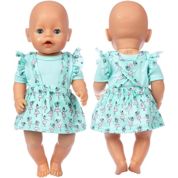 Kleidung für amerikanische Puppen 46 cm – T-Shirt und Rock mit Hosenträgern Uteruik