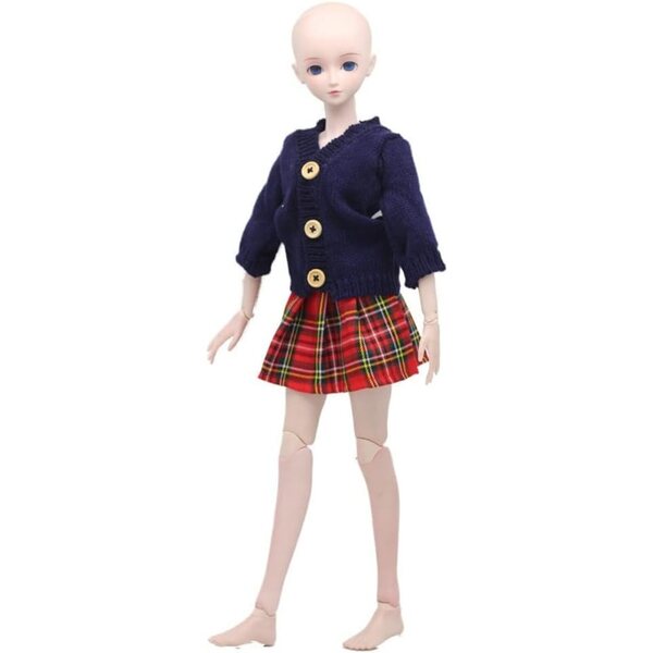 Abiti per Bambole BJD 1/3 60 cm: Cappotto Maglione e Gonna a Quadri Uteruik