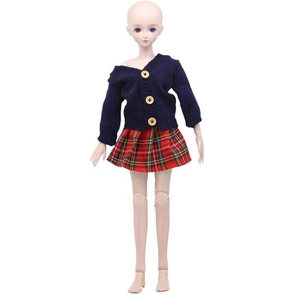 Abiti per Bambole BJD 1/3 60 cm: Cappotto Maglione e Gonna a Quadri Uteruik