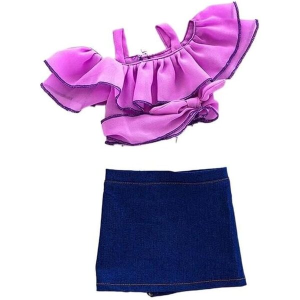 46-cm-Puppen-Outfit: Chiffon-Oberteil und Jeansrock – Uteruik #B