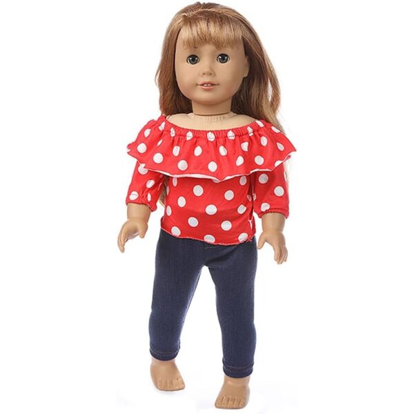 Kleidung für American Girl 46 cm Puppen – gepunktetes Oberteil und elegante Hose