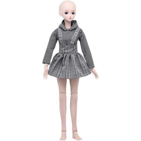Kleidung für BJD-Puppen 1/3 60 cm – Kapuzenpullover und karierter Rock #C