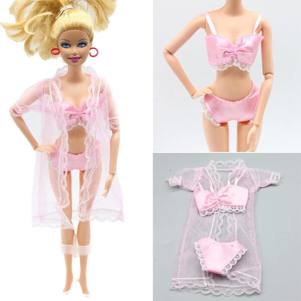 Completo Intimo e Pigiama Rosa per Bambole 11''/30 cm - Set 3 Pezzi Uteruik