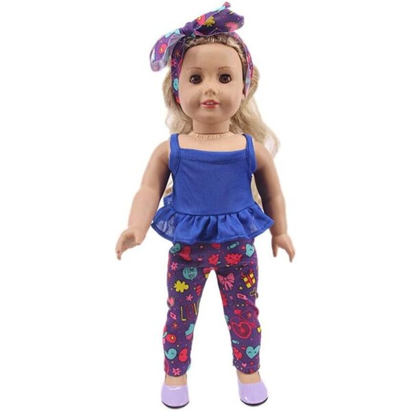 Modische Kleidung für 46-cm-Puppen mit Stirnband, Weste und Hose – Uteruik