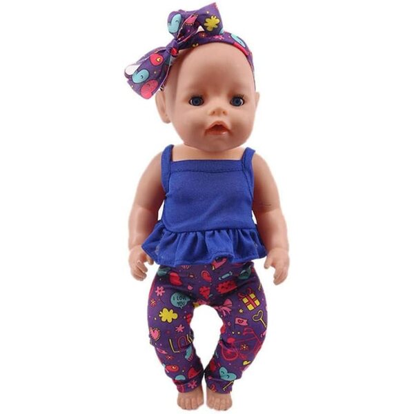 Modische Kleidung für 46-cm-Puppen mit Stirnband, Weste und Hose – Uteruik
