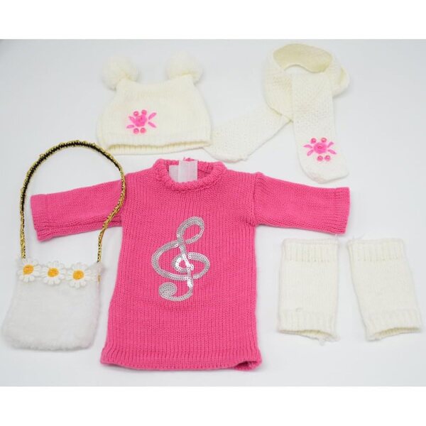 Amerikanische Puppenkleidung 46 cm – Kleid, Hemd, Mütze, Schal, Leggings und Tasche