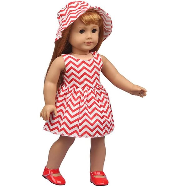 Freizeitkleidung für amerikanische Puppen 46 cm – Uteruik-Kleid und Hut