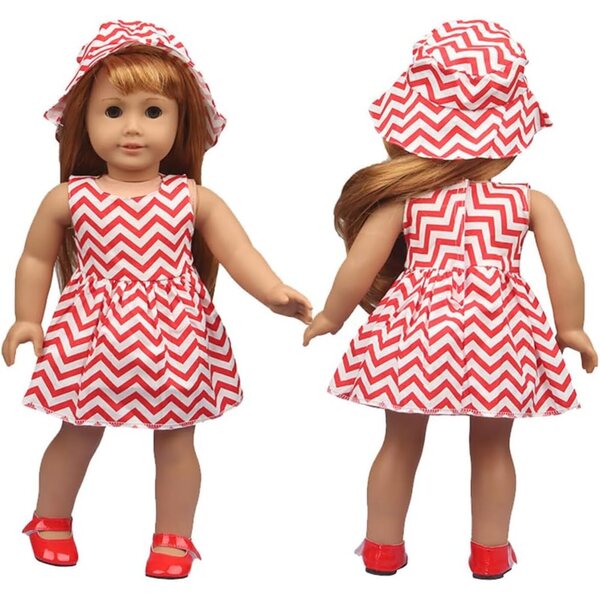 Freizeitkleidung für amerikanische Puppen 46 cm – Uteruik-Kleid und Hut