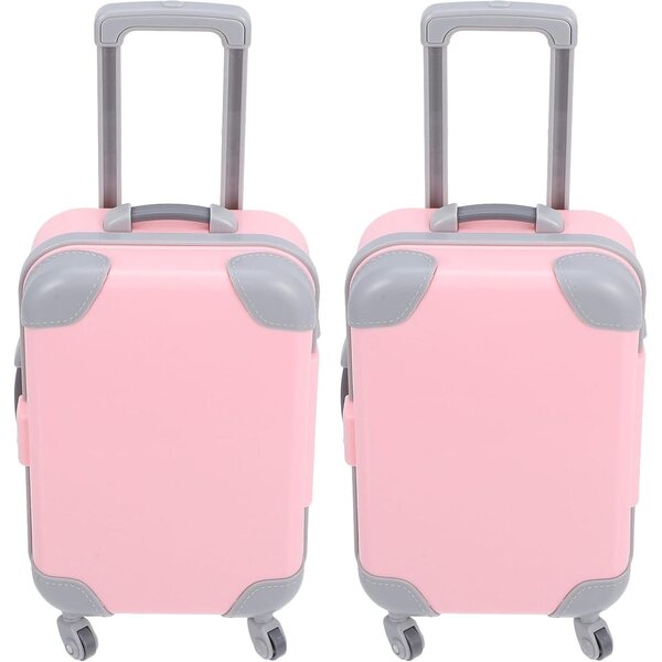 ERINGOGO Miniatur-Koffer für Puppen mit Rädern – 2er-Set, Rosa, 17 x 9,8 cm