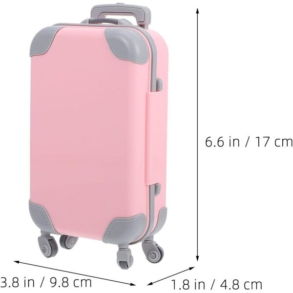 ERINGOGO Miniatur-Koffer für Puppen mit Rädern – 2er-Set, Rosa, 17 x 9,8 cm