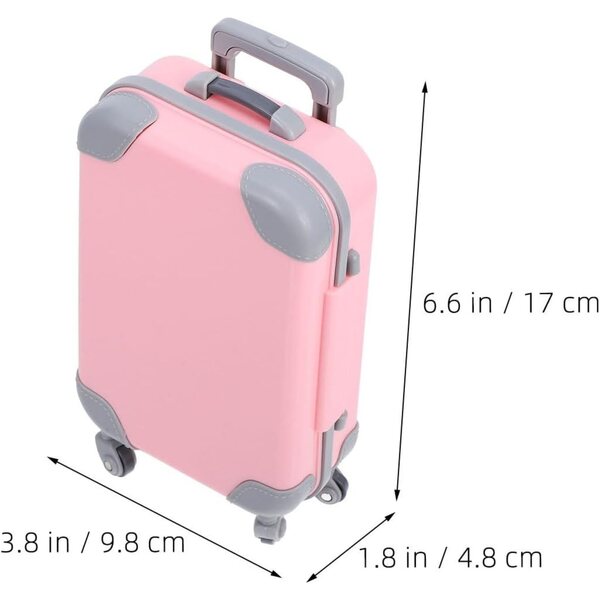 ERINGOGO Miniatur-Koffer für Puppen mit Rädern – 2er-Set, Rosa, 17 x 9,8 cm