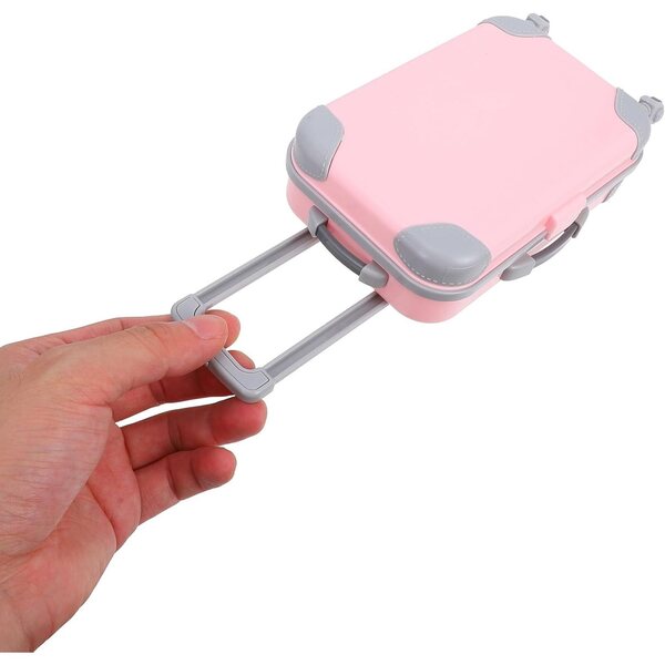 ERINGOGO Miniatur-Koffer für Puppen mit Rädern – 2er-Set, Rosa, 17 x 9,8 cm