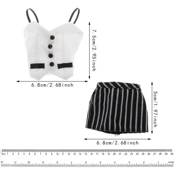 Komplettes 3-teiliges Set für weibliche Actionfiguren im Maßstab 1:6: Oberteil, Rock und weiße Krawatte