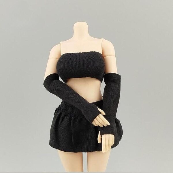 1:12 Bandeau-BH und Ärmel-Set für weibliche Actionfiguren, Schwarz