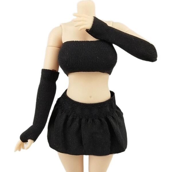 1:12 Bandeau-BH und Ärmel-Set für weibliche Actionfiguren, Schwarz