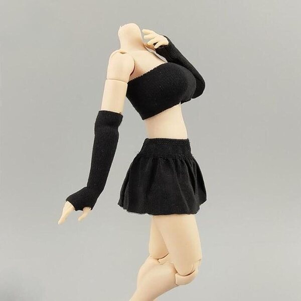 1:12 Bandeau-BH und Ärmel-Set für weibliche Actionfiguren, Schwarz