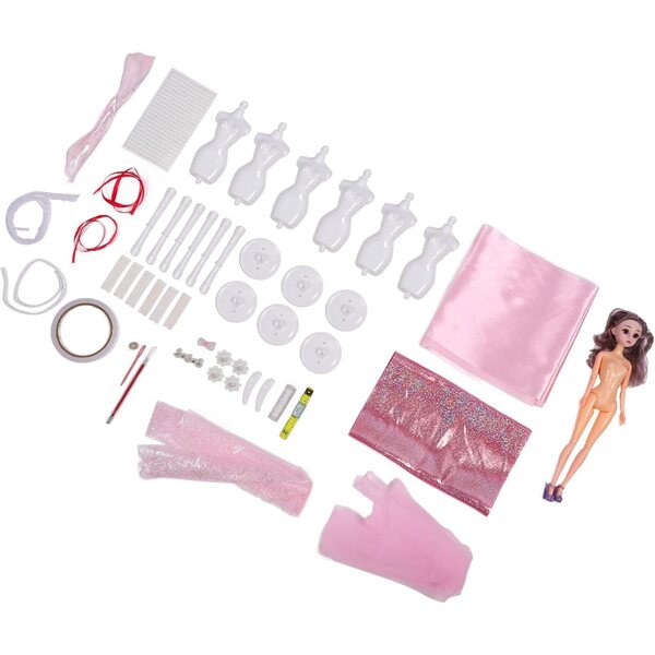 Kit per Stilista Tnfeeon con 6 Manichini e Materiali per Realizzare Abiti Bambole