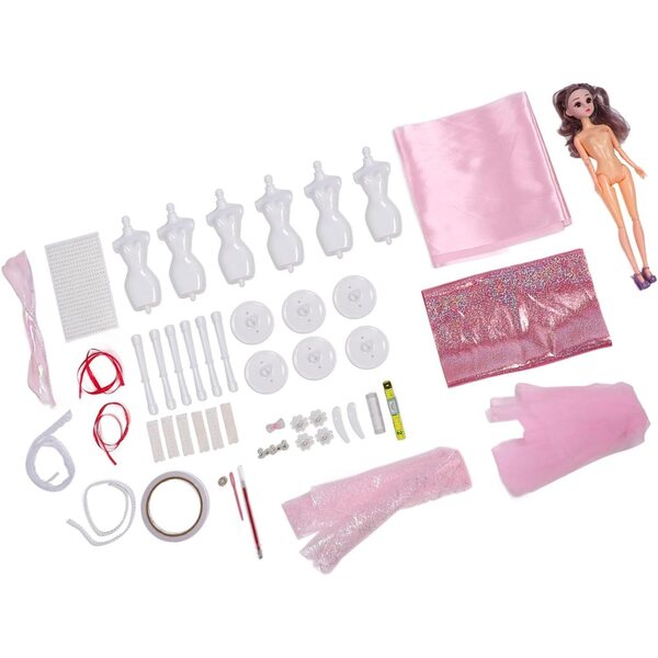 Kit per Stilista Tnfeeon con 6 Manichini e Materiali per Realizzare Abiti Bambole
