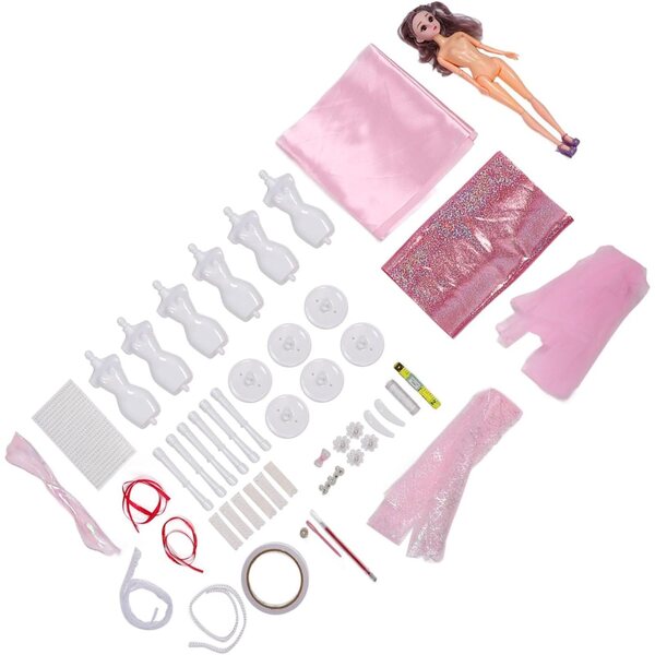 Kit per Stilista Tnfeeon con 6 Manichini e Materiali per Realizzare Abiti Bambole
