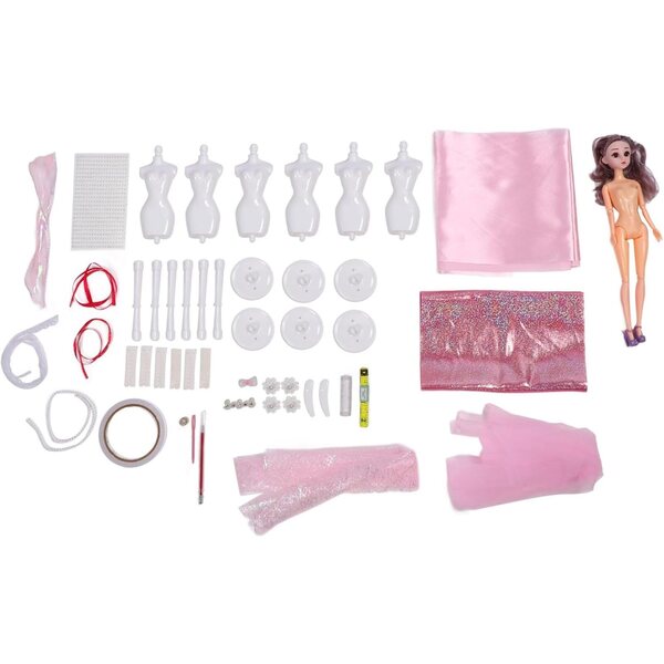 Kit per Stilista Tnfeeon con 6 Manichini e Materiali per Realizzare Abiti Bambole