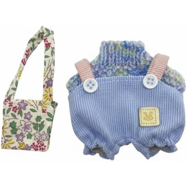 Qianly Set Vestiti per Bambola BJD 1/12 con Salopette, Maglione e Borsa Floreale