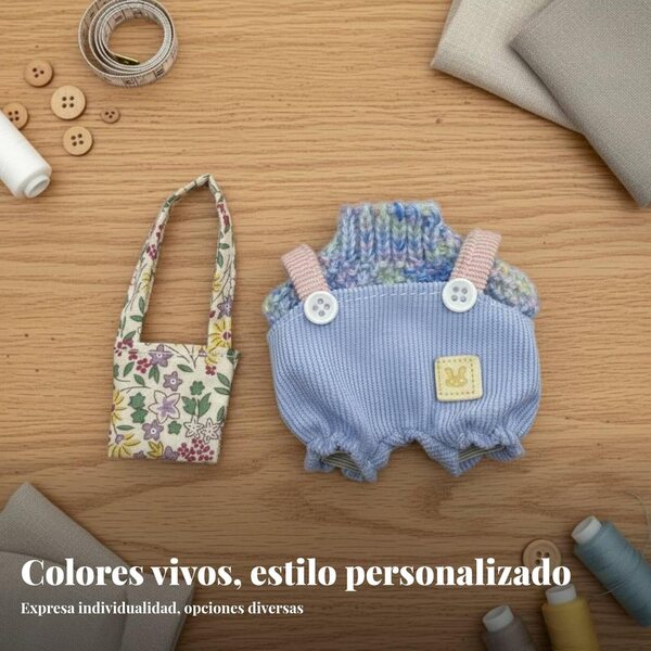 Qianly Set Vestiti per Bambola BJD 1/12 con Salopette, Maglione e Borsa Floreale