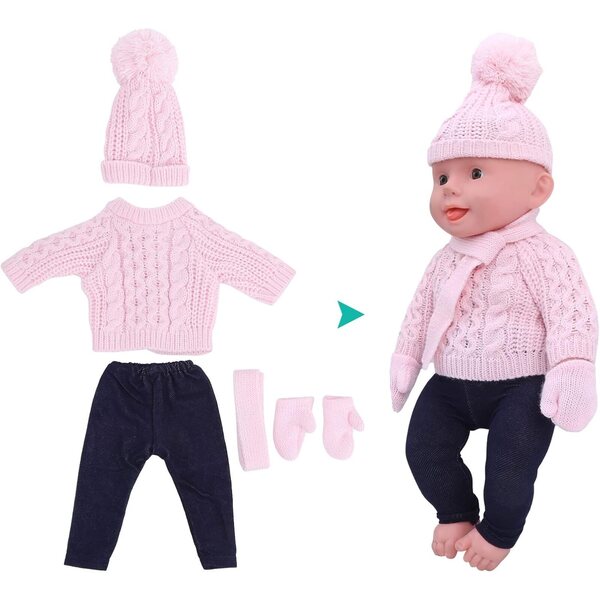 Picysa-Puppenkleidung für 18-Zoll-Puppen mit hellrosa Pullover