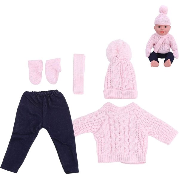 Picysa-Puppenkleidung für 18-Zoll-Puppen mit hellrosa Pullover