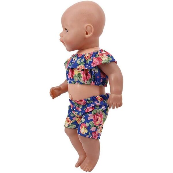 Kleidung für 46-cm-Puppen – schulterfreies Blumenoberteil und lässige Shorts