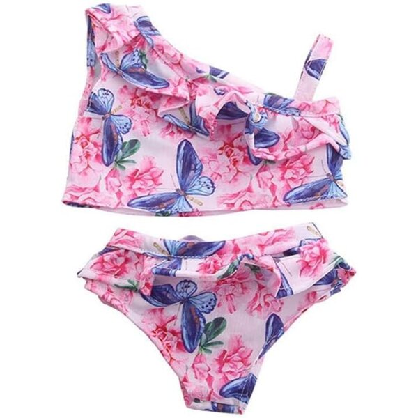 Costume da bagno a spalle scoperte per bambole da 46 cm con stampa farfalle