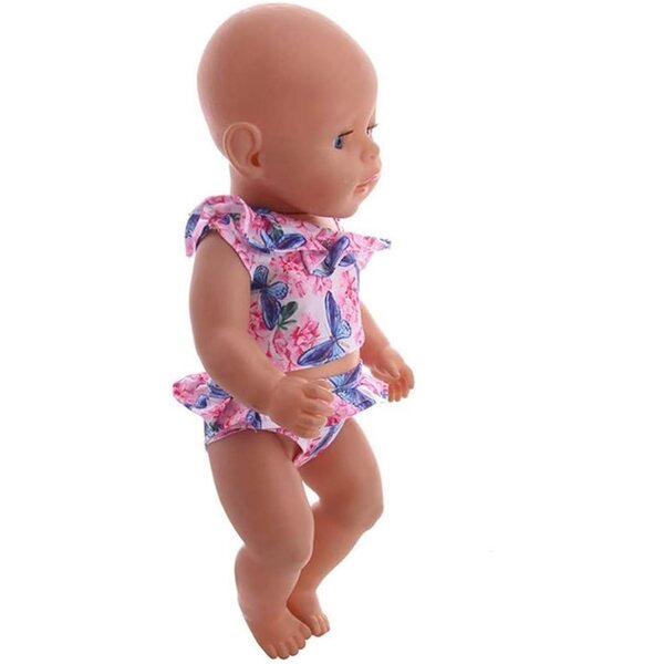 Costume da bagno a spalle scoperte per bambole da 46 cm con stampa farfalle