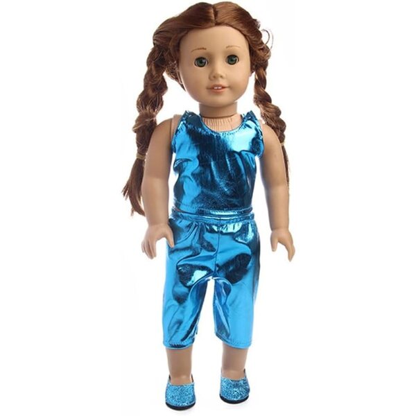 Kleidungsset für amerikanische Puppen 46 cm – ärmelloses Oberteil und blaue Hose, 2-teilig