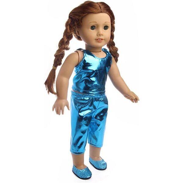 Kleidungsset für amerikanische Puppen 46 cm – ärmelloses Oberteil und blaue Hose, 2-teilig