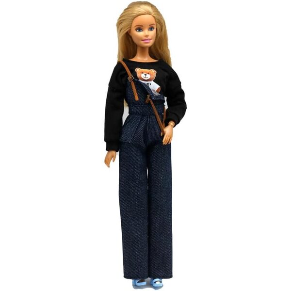 Set Abbigliamento Bambole 30 cm Salopette Denim e Maglia Maniche Lunghe