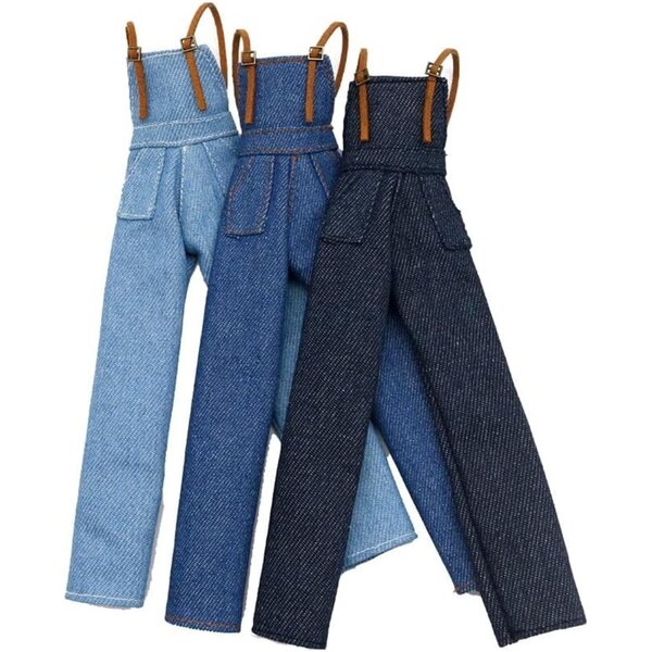 Set Abbigliamento Bambole 30 cm Salopette Denim e Maglia Maniche Lunghe