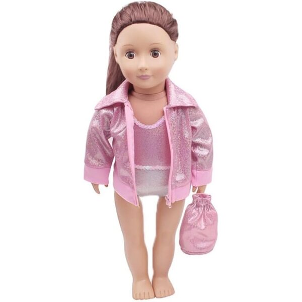 Kleidung für amerikanische Puppen 46 cm – Uterui rosa Mantel, Körper und Rucksack