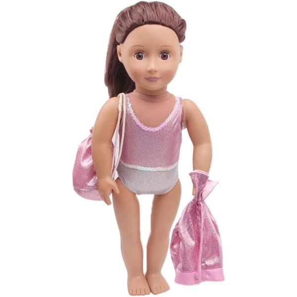 Kleidung für amerikanische Puppen 46 cm – Uterui rosa Mantel, Körper und Rucksack