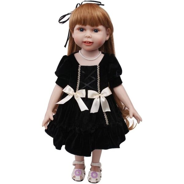Abito Nero con Fiocco per Bambola Americana da 46 cm, Completo Casual Elegante