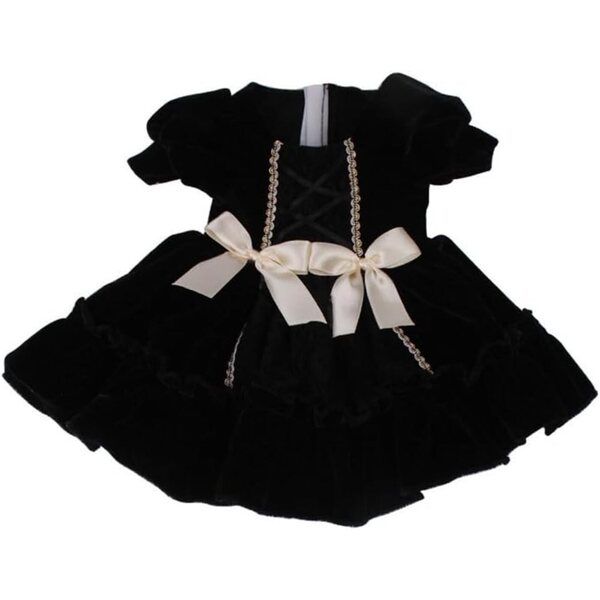 Abito Nero con Fiocco per Bambola Americana da 46 cm, Completo Casual Elegante