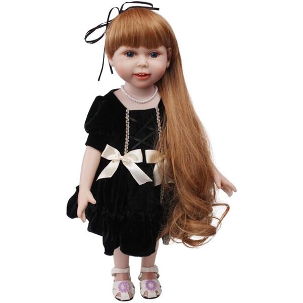 Abito Nero con Fiocco per Bambola Americana da 46 cm, Completo Casual Elegante