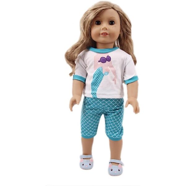 Vestiti per Bambole Americane 46 cm - Top Maniche Corte e Pantaloni Cartoon Uterui