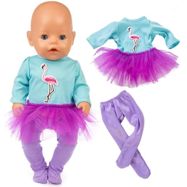 Vestiti per Bambole Americane 46 cm - Abito e Leggings Fenicottero Accessorio Casual