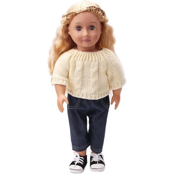 Vestito Casual per Bambole Americane 46 cm - Top a Maglia e Jeans Uterui