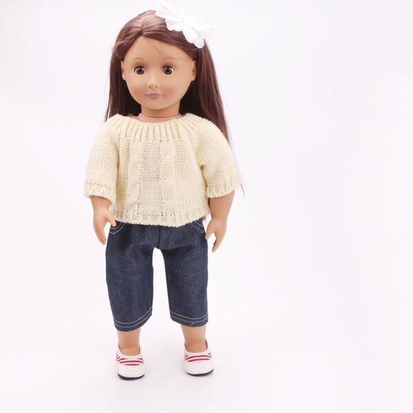 Vestito Casual per Bambole Americane 46 cm - Top a Maglia e Jeans Uterui