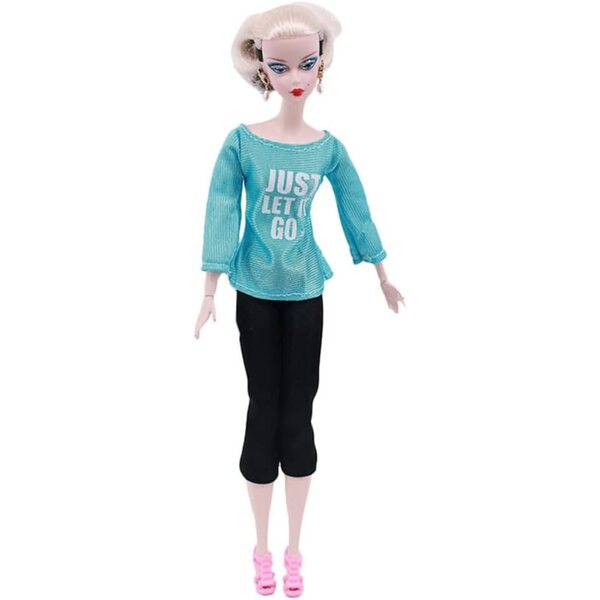 Completo Casual per Bambola 11,5 Pollici Top Blu e Pantaloni Neri Sicuro e Comodo