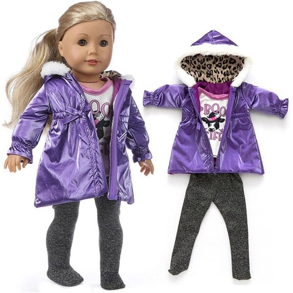 Completo Giacca Imbottita Bambole 46 cm Viola - Cappotto e Pantaloni Uterui