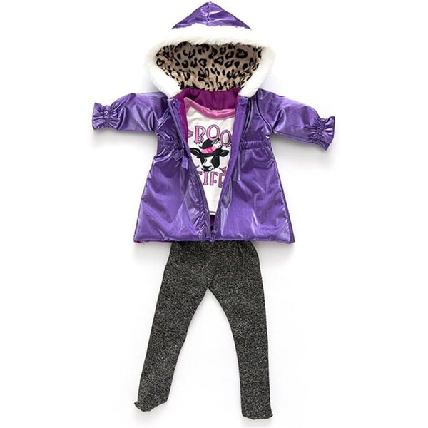 Completo Giacca Imbottita Bambole 46 cm Viola - Cappotto e Pantaloni Uterui