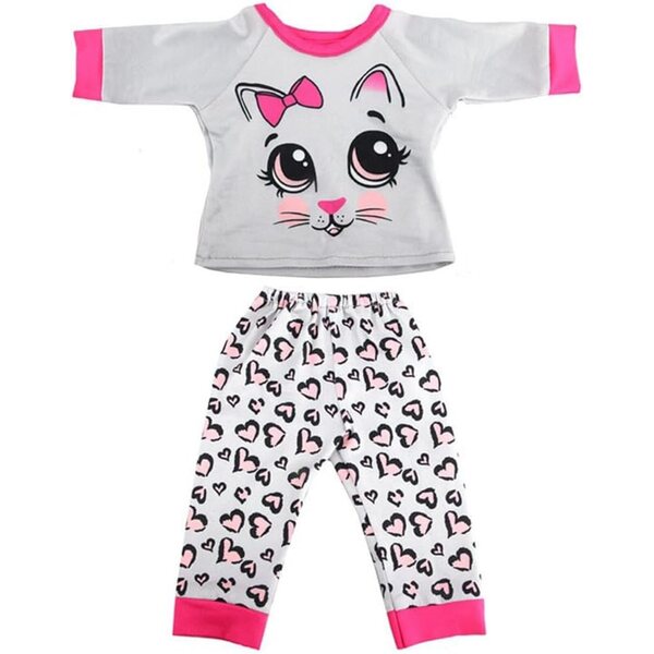 Pigiama per Bambole 46 cm con Stampa Gatti - Top e Pantaloni Casual Uterui