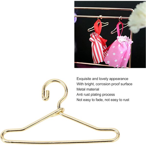 HEEPDD Mini-Puppen-Kleiderbügel, 100 Stück, elegantes, rostfreies Metall, Gold